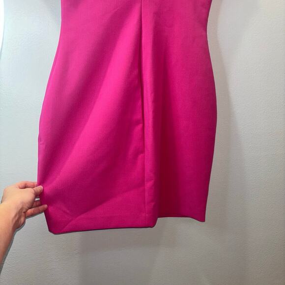 LIKELY Hot Pink Bodycon Short Sleeve Cocktail Sheath Dress - Size 4 - Picture 9 of 12
